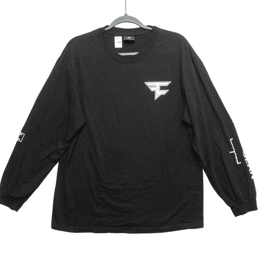 FaZe Clan Shirt Mens L Black Long Sleeve Graphic Logo Esports Streetwear Tee